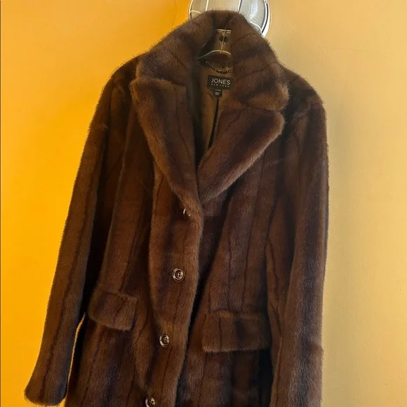 NWT Jones New York Faux Fur Coat Size XL Brown - Picture 4 of 6